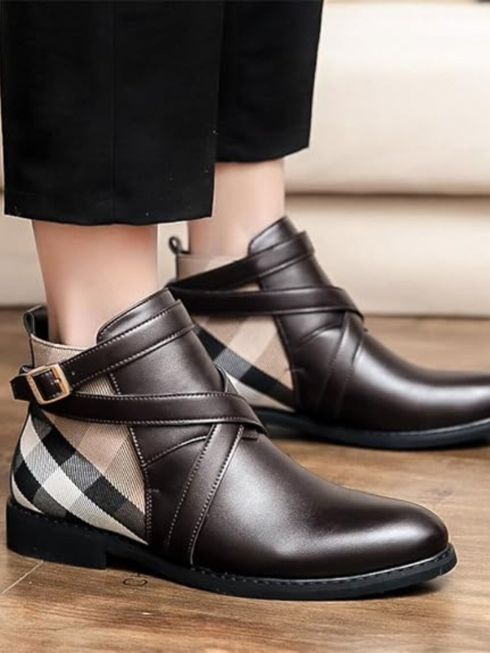 Mens Chelsea Boots Dress Shoes Buckle Strap Chukka Motorcycle Walking Ankle Boot